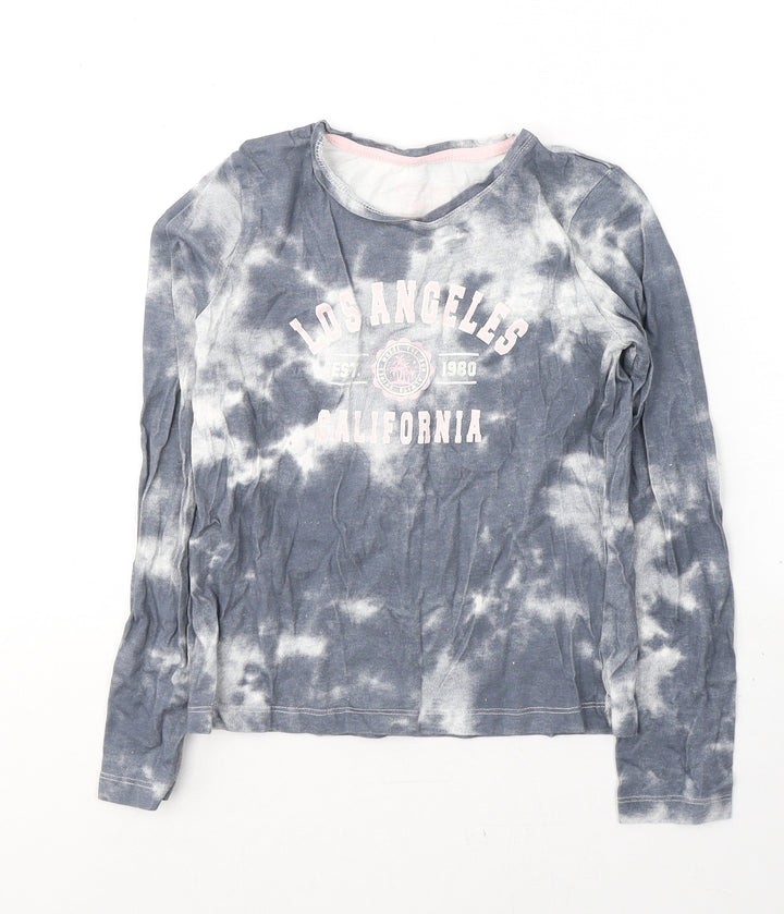 Primark Girls Grey  Cotton Pullover Casual Size 9-10 Years Round Neck Pullover - TIE DYE