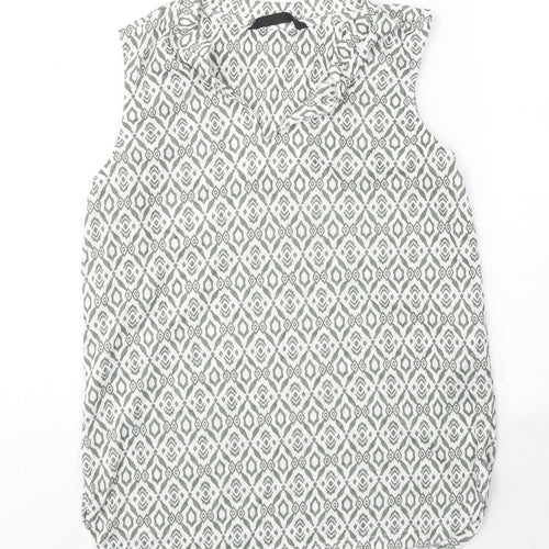 Dunnes Stores Womens Green Geometric Polyester Basic Tank Size 8 V-Neck