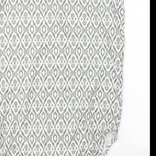 Dunnes Stores Womens Green Geometric Polyester Basic Tank Size 8 V-Neck