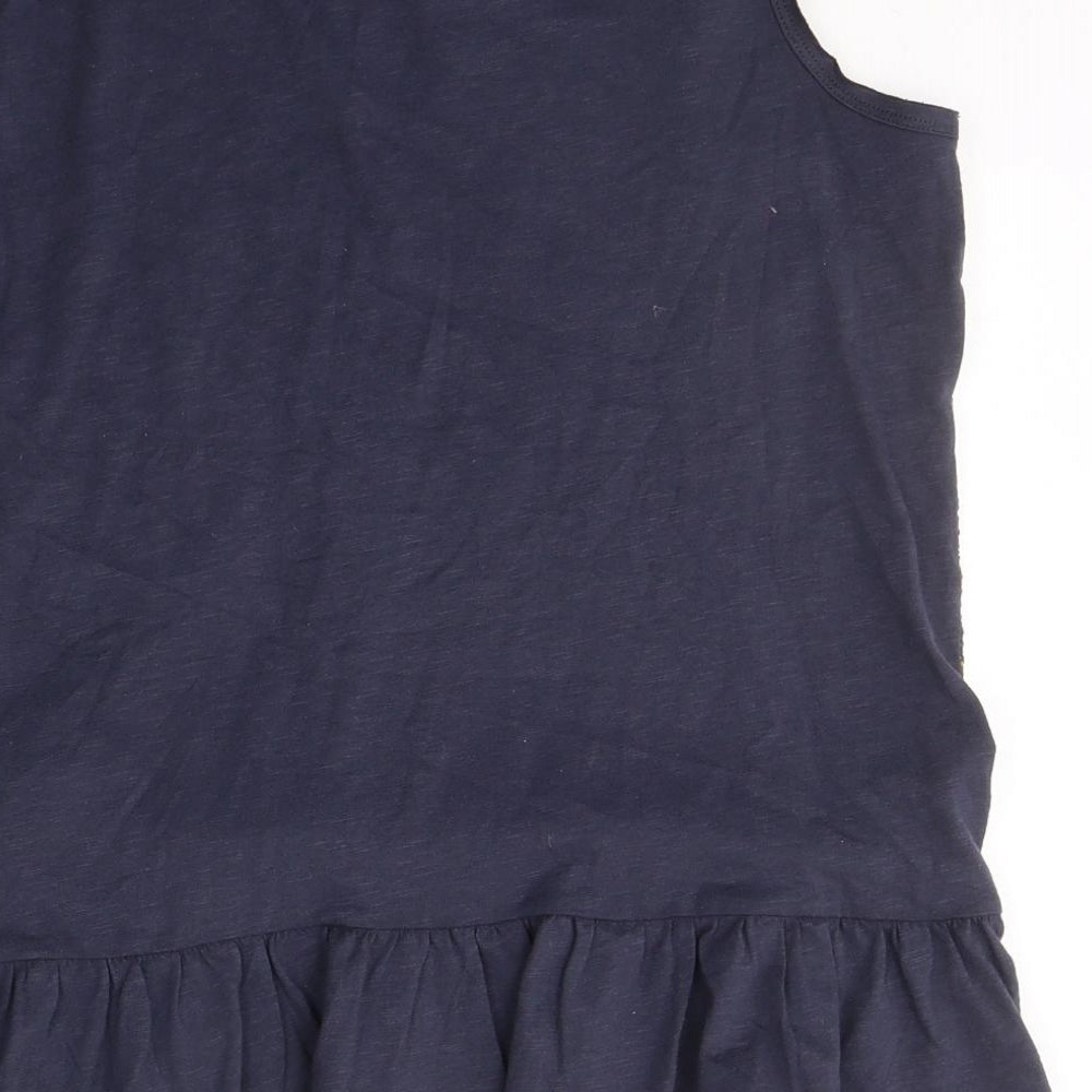 NEXT Womens Blue Geometric Cotton Basic Tank Size 12 Round Neck