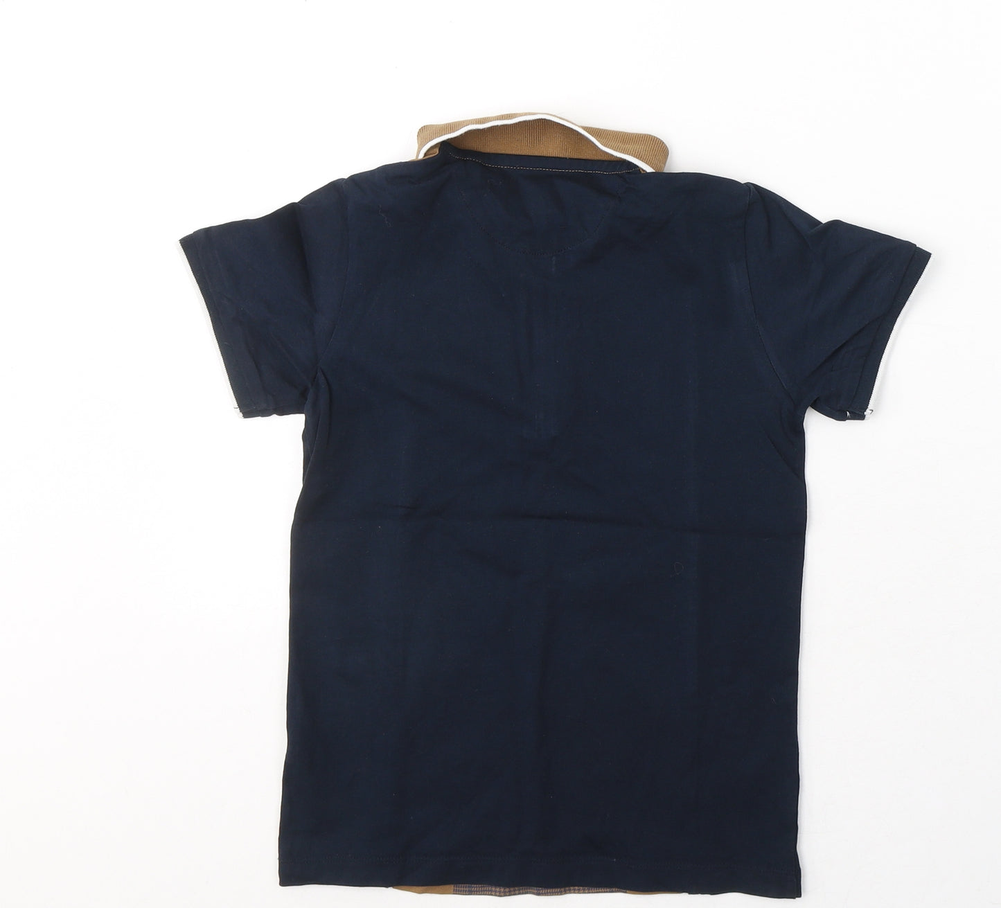NEXT Boys Blue Geometric Cotton Basic T-Shirt Size 8 Years Collared Pullover