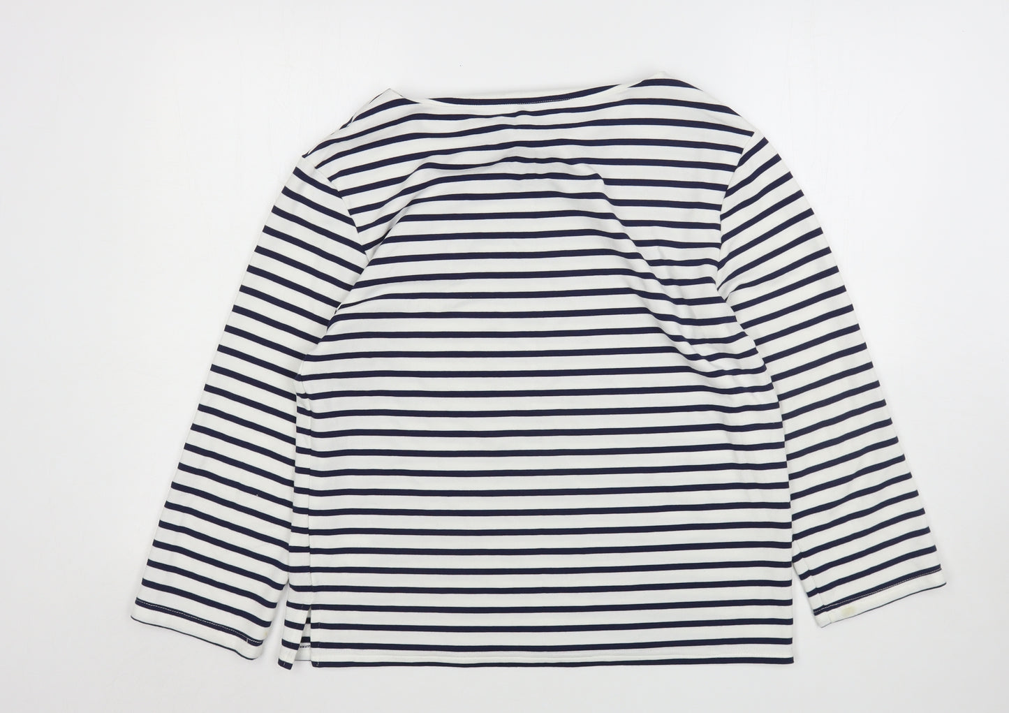 Joanie Womens Blue Round Neck Striped Polyester Pullover Jumper Size M