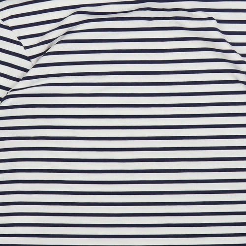 Joanie Womens Blue Round Neck Striped Polyester Pullover Jumper Size M