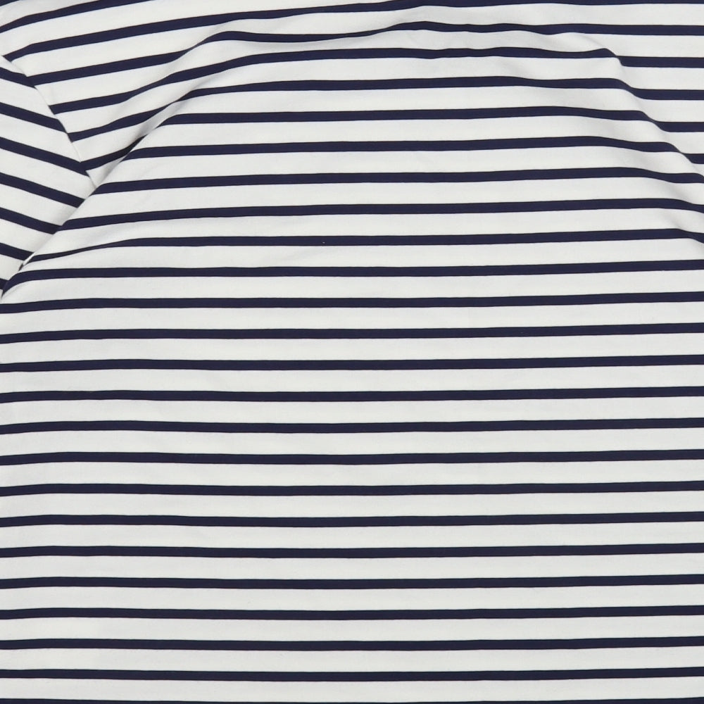 Joanie Womens Blue Round Neck Striped Polyester Pullover Jumper Size M