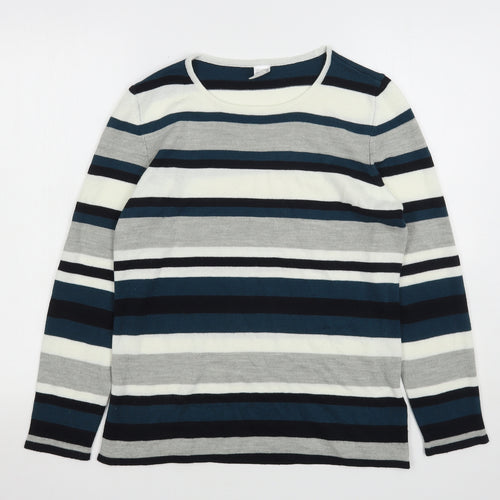 Preworn Womens Multicoloured Round Neck Striped Acrylic Pullover Jumper Size 12