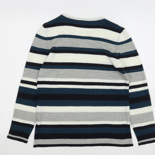 Preworn Womens Multicoloured Round Neck Striped Acrylic Pullover Jumper Size 12