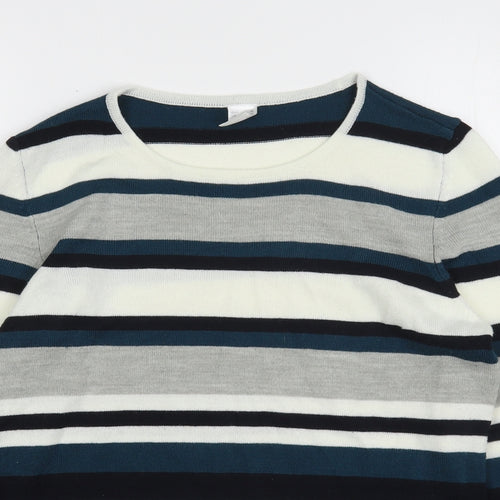 Preworn Womens Multicoloured Round Neck Striped Acrylic Pullover Jumper Size 12