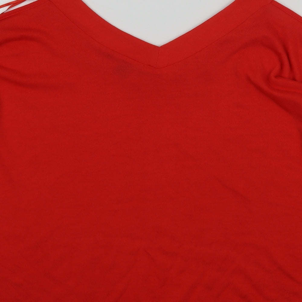 Primark Womens Red V-Neck  Polyester Pullover Jumper Size 10