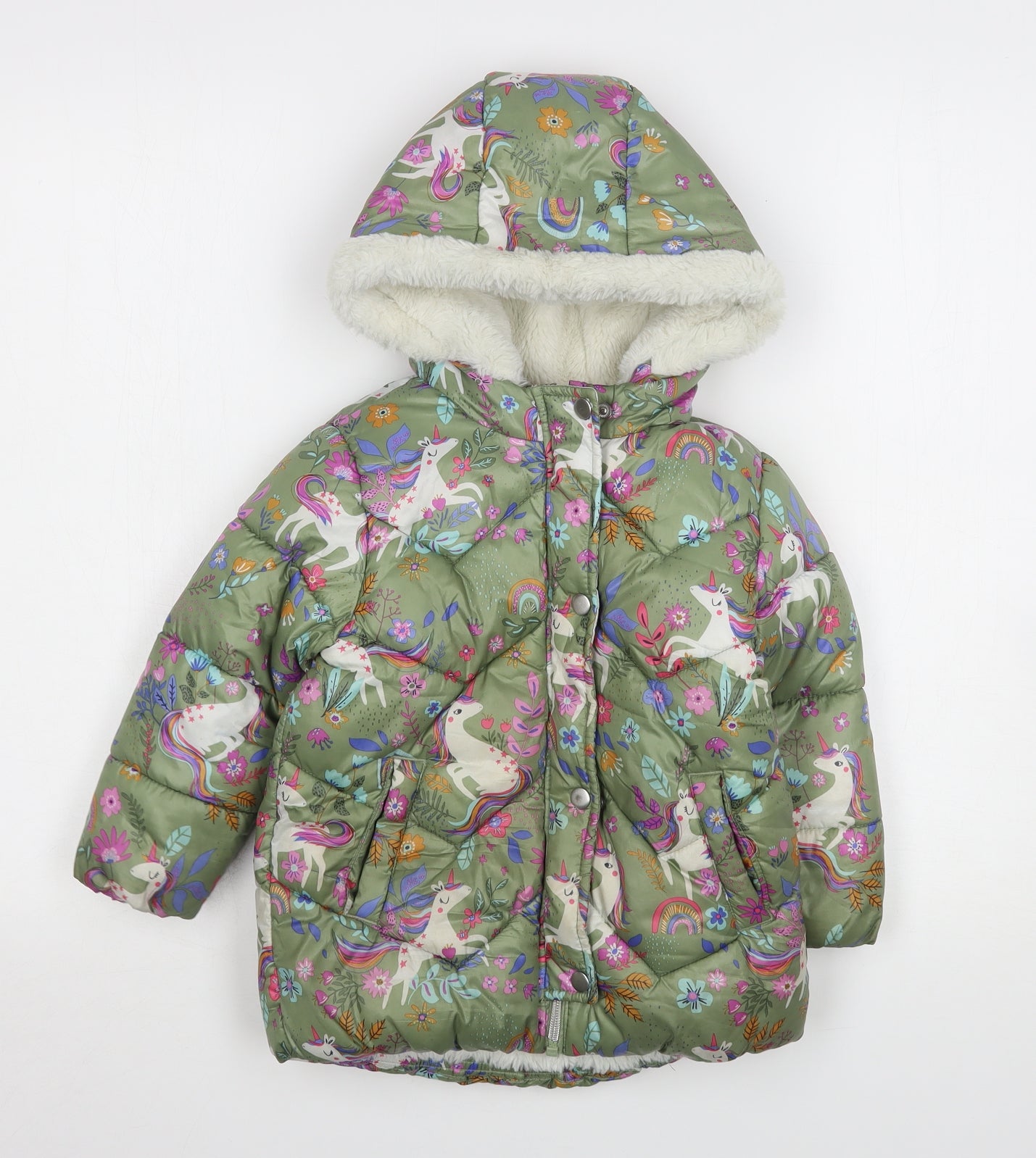 NEXT Girls Green Geometric  Rain Coat Coat Size 3-4 Years