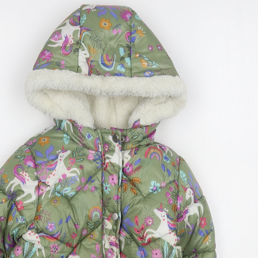 NEXT Girls Green Geometric  Rain Coat Coat Size 3-4 Years