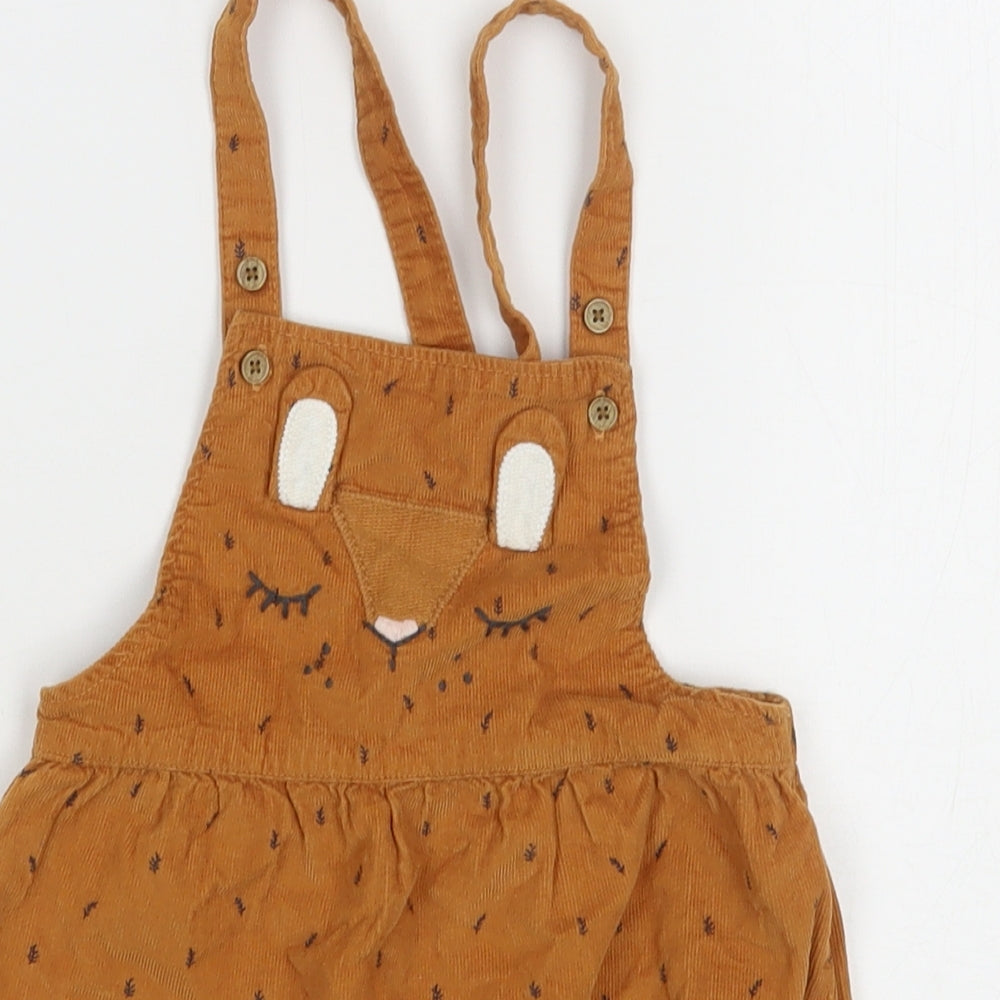 NEXT Girls Brown  Cotton Dungaree One-Piece Size 18-24 Months