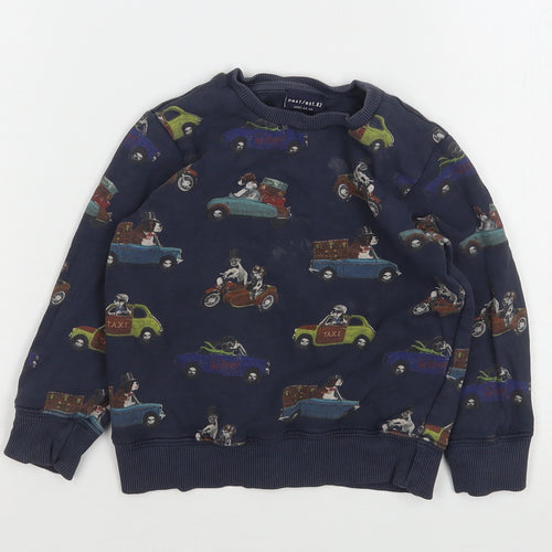 NEXT Boys Blue Geometric Cotton Pullover Sweatshirt Size 2-3 Years   - Car Print