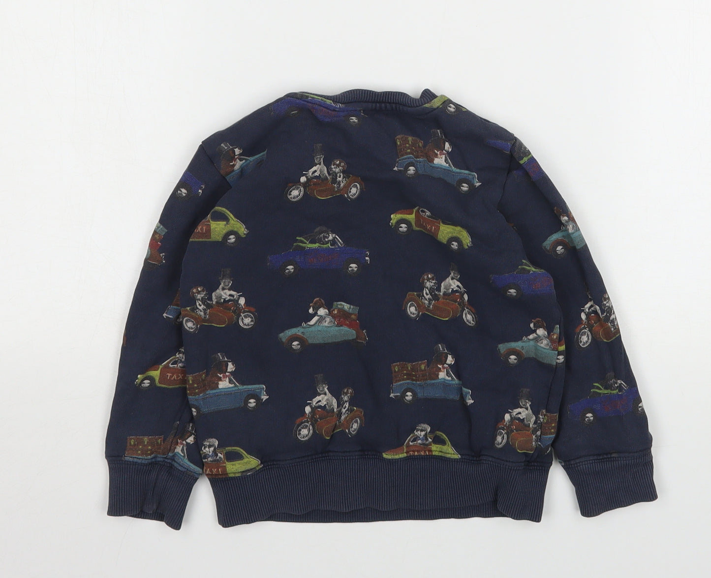 NEXT Boys Blue Geometric Cotton Pullover Sweatshirt Size 2-3 Years   - Car Print