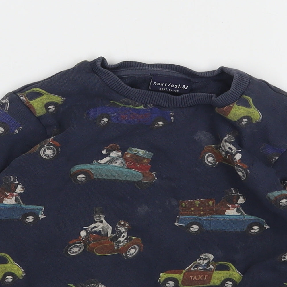 NEXT Boys Blue Geometric Cotton Pullover Sweatshirt Size 2-3 Years   - Car Print