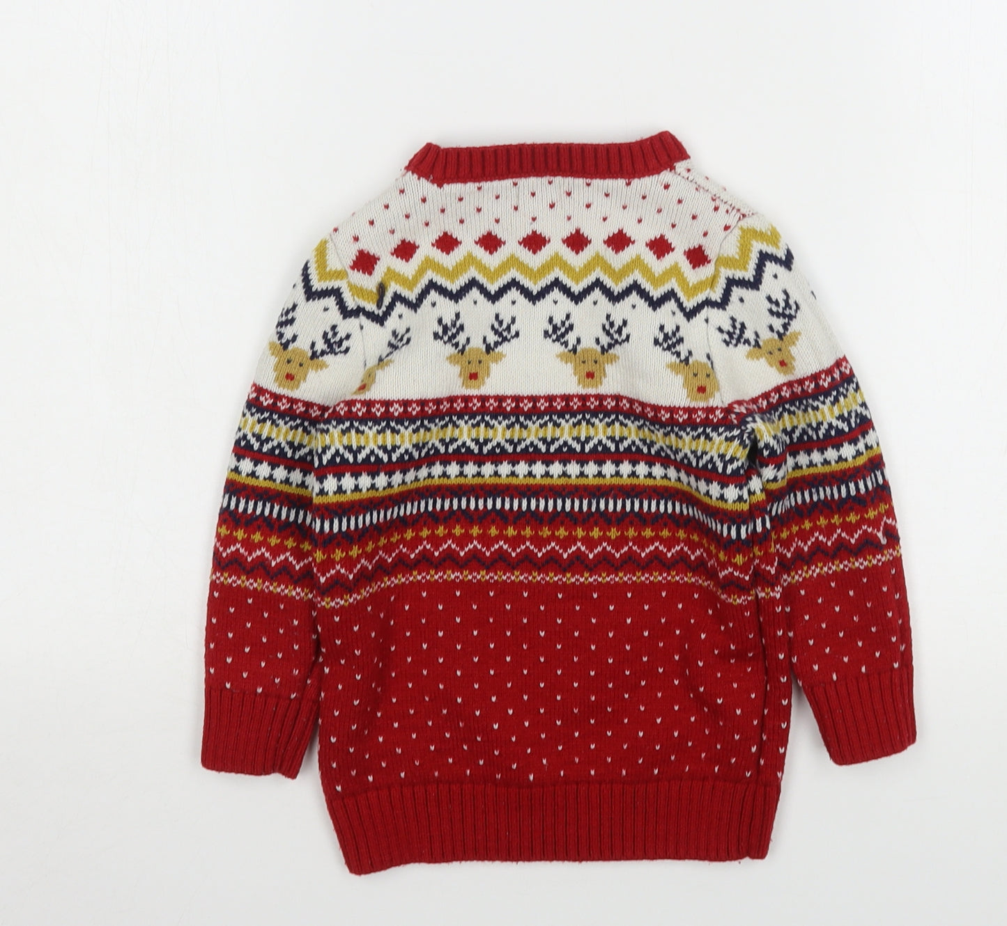 F&F Boys Multicoloured Round Neck Fair Isle Polyester Pullover Jumper Size 2-3 Years   - Christmas