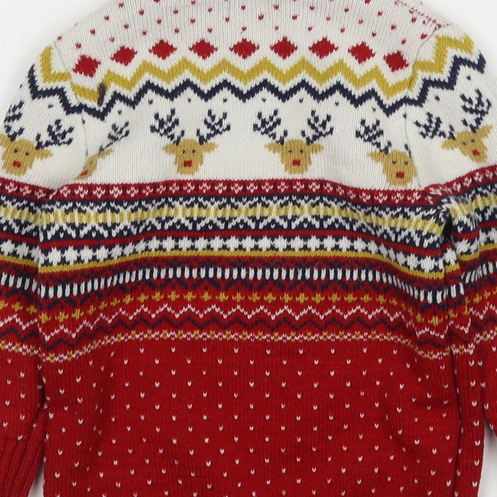 F&F Boys Multicoloured Round Neck Fair Isle Polyester Pullover Jumper Size 2-3 Years   - Christmas