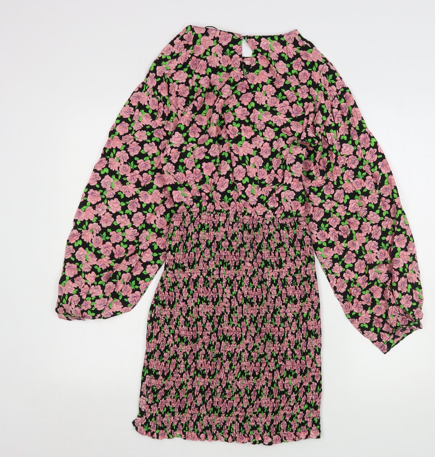 Zara Womens Pink Floral Viscose Sheath  Size XS  Round Neck