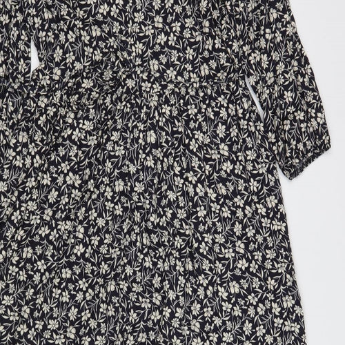 Primark Womens Blue Floral Viscose A-Line  Size 6  Round Neck