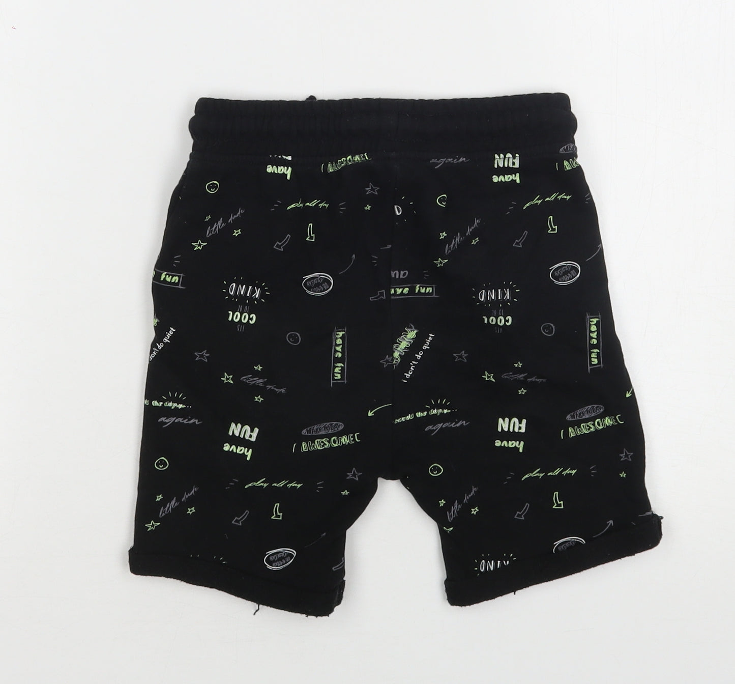 George Boys Black Geometric Cotton Sweat Shorts Size 6-7 Years  Regular