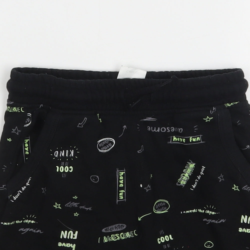 George Boys Black Geometric Cotton Sweat Shorts Size 6-7 Years  Regular