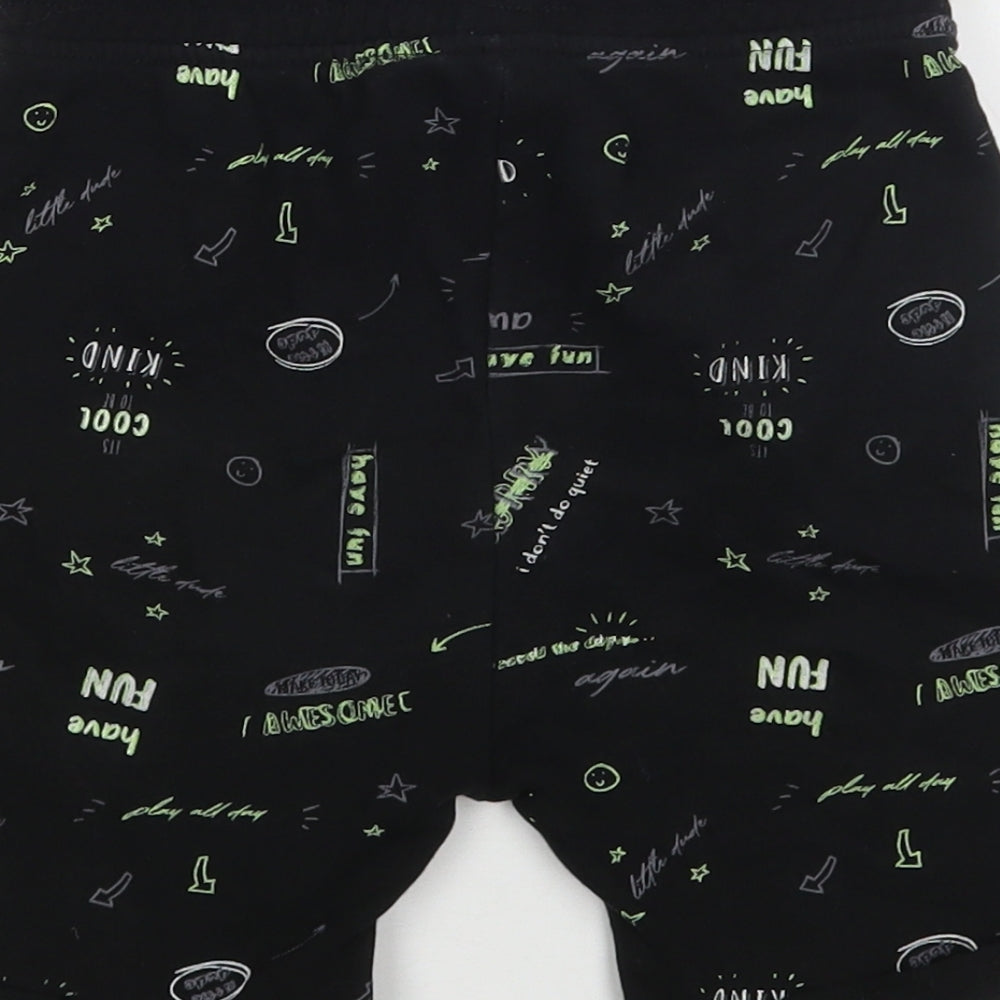 George Boys Black Geometric Cotton Sweat Shorts Size 6-7 Years  Regular