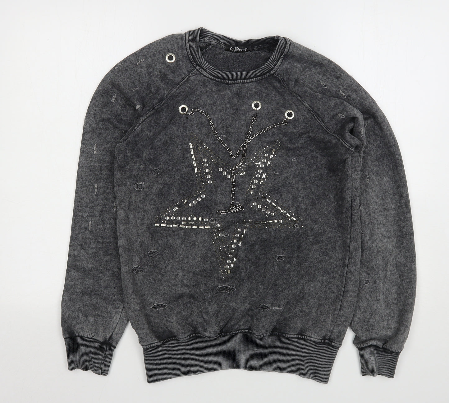Sponder Womens Grey  Cotton Pullover Sweatshirt Size M