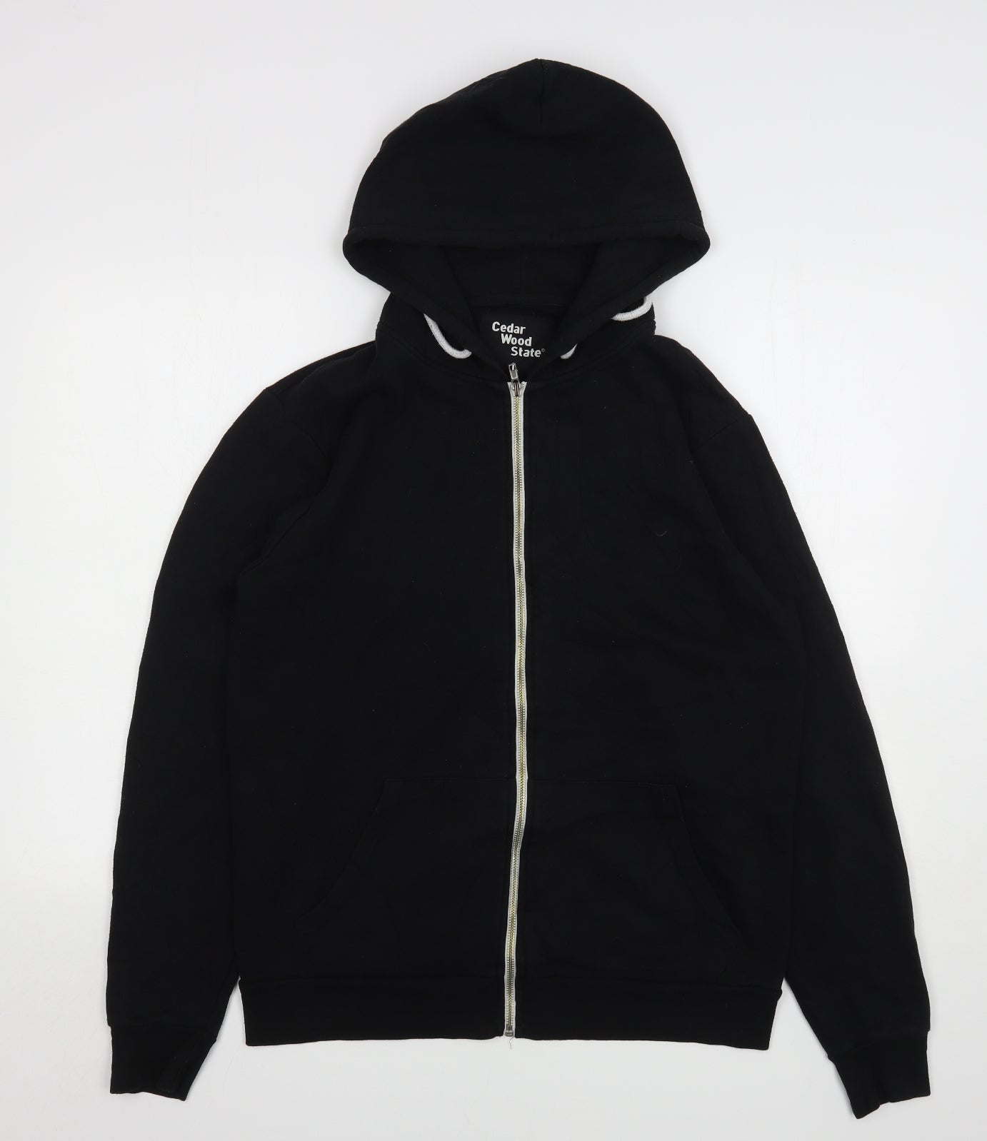 Cedar Wood State Mens Black  Cotton Full Zip Hoodie Size L