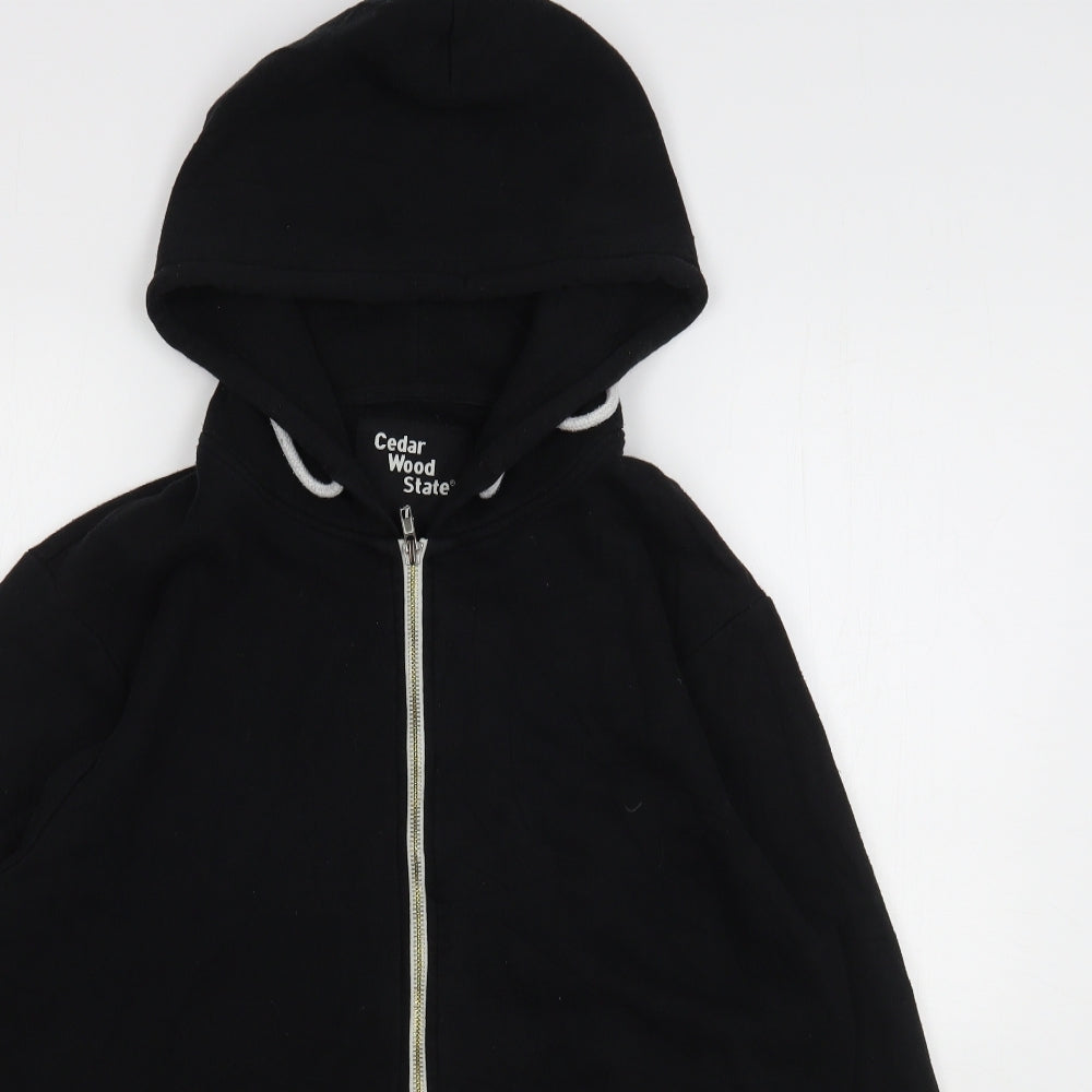 Cedar Wood State Mens Black  Cotton Full Zip Hoodie Size L