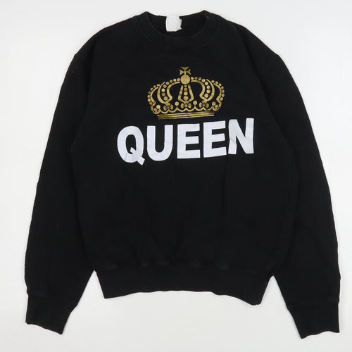 Famona Womens Black  Cotton Pullover Sweatshirt Size XS   - Queen