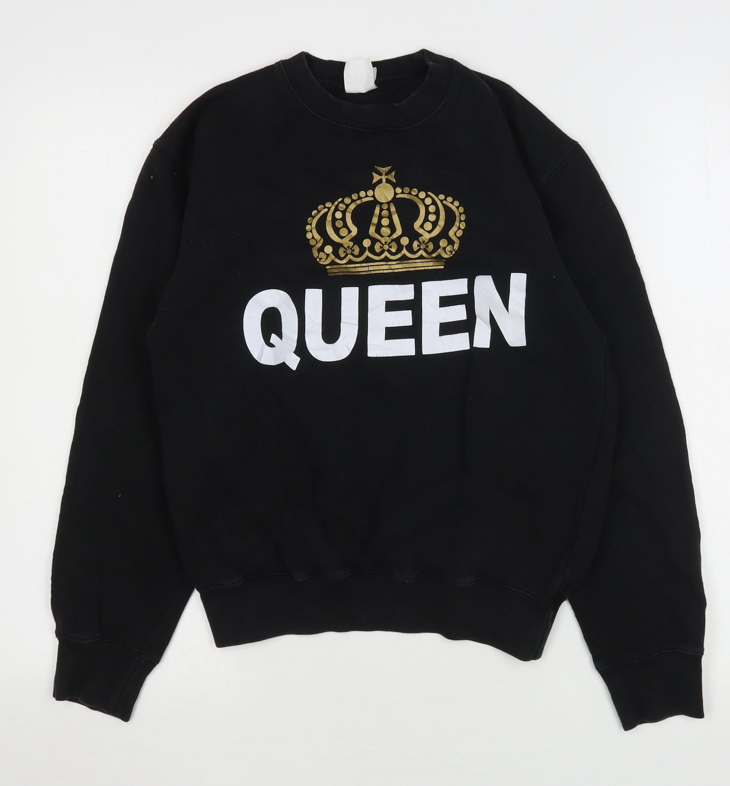 Famona Womens Black  Cotton Pullover Sweatshirt Size XS   - Queen