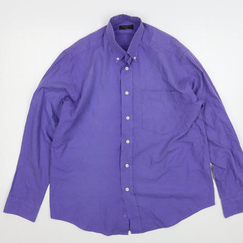 Ted Taylor  Mens Purple  Polyester  Dress Shirt Size 15.5 Collared