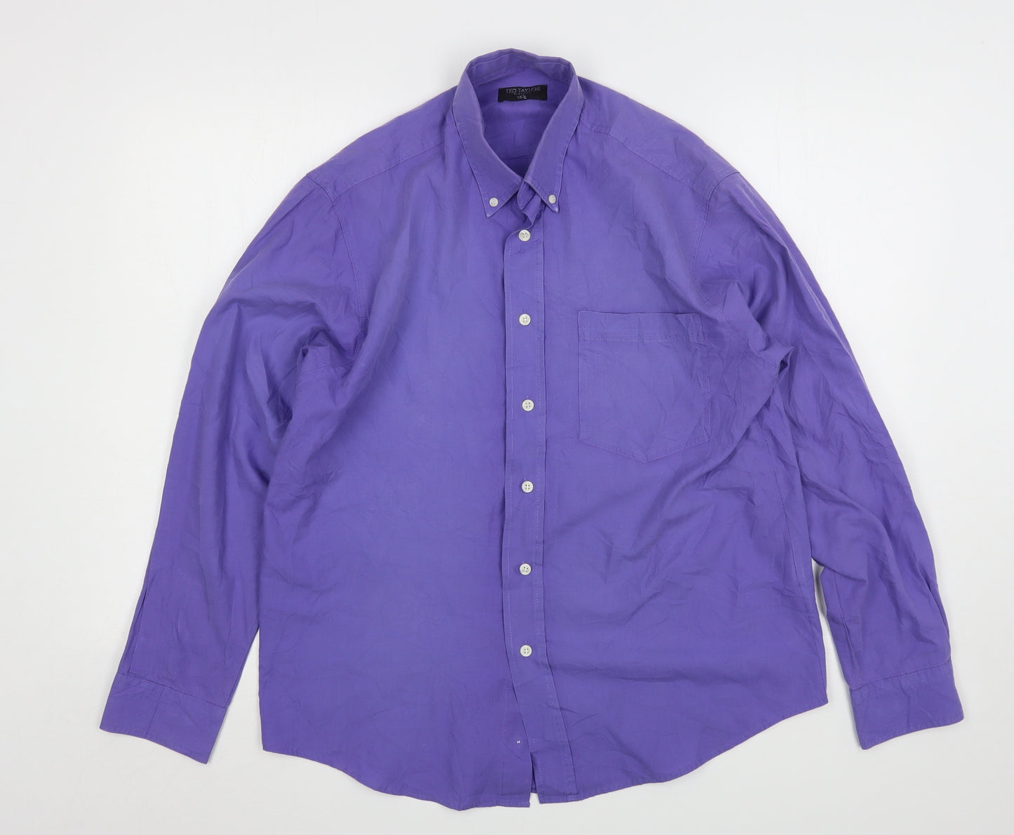 Ted Taylor  Mens Purple  Polyester  Dress Shirt Size 15.5 Collared