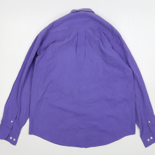 Ted Taylor  Mens Purple  Polyester  Dress Shirt Size 15.5 Collared