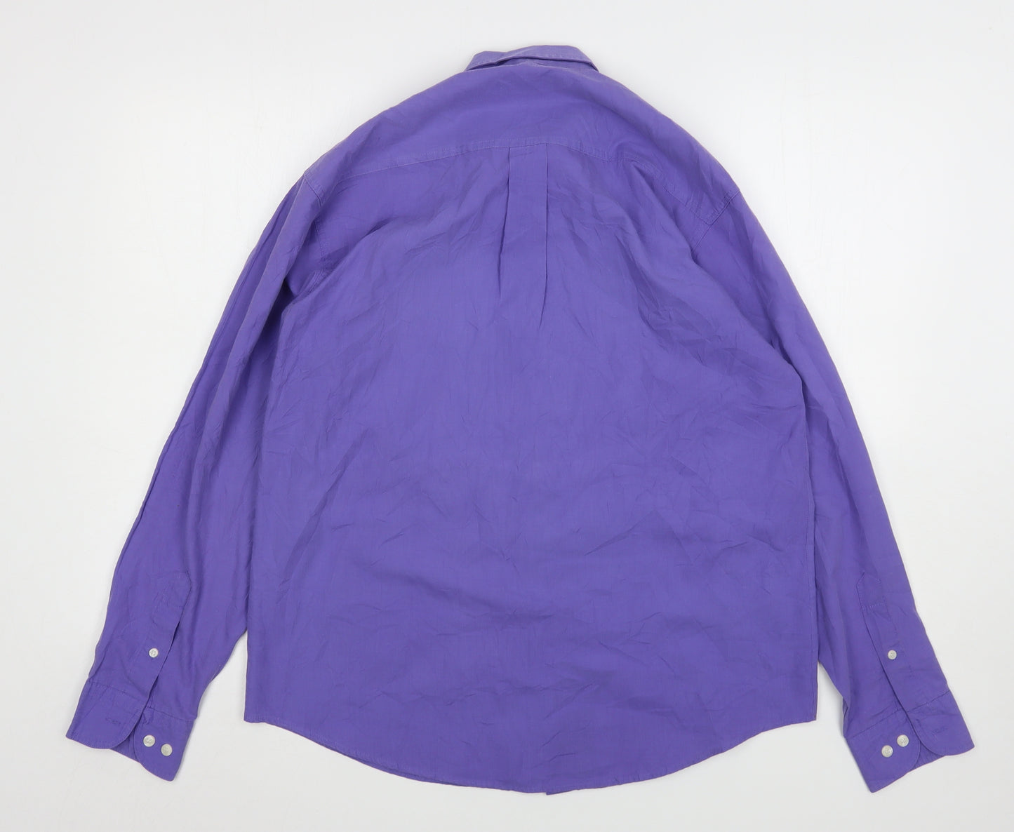 Ted Taylor  Mens Purple  Polyester  Dress Shirt Size 15.5 Collared