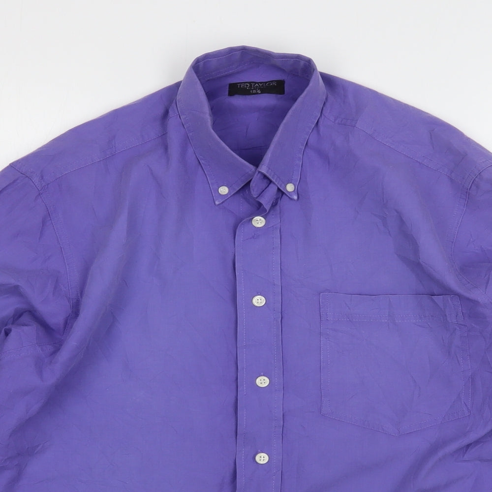 Ted Taylor  Mens Purple  Polyester  Dress Shirt Size 15.5 Collared