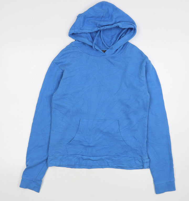 Topshop Womens Blue  Cotton Pullover Hoodie Size 6