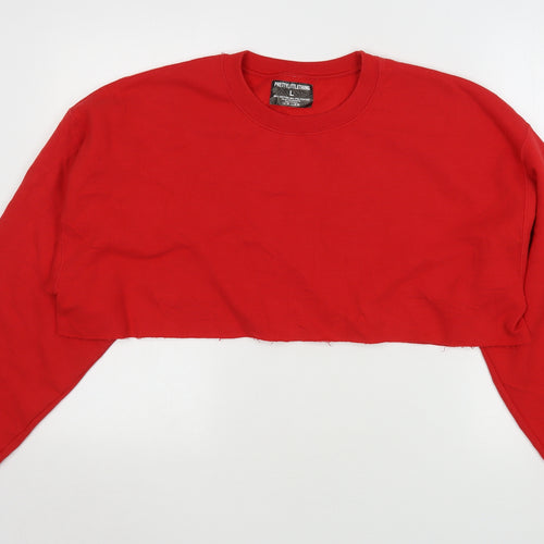 PRETTYLITTLETHING Womens Red  Cotton Pullover Sweatshirt Size L   - Cropped