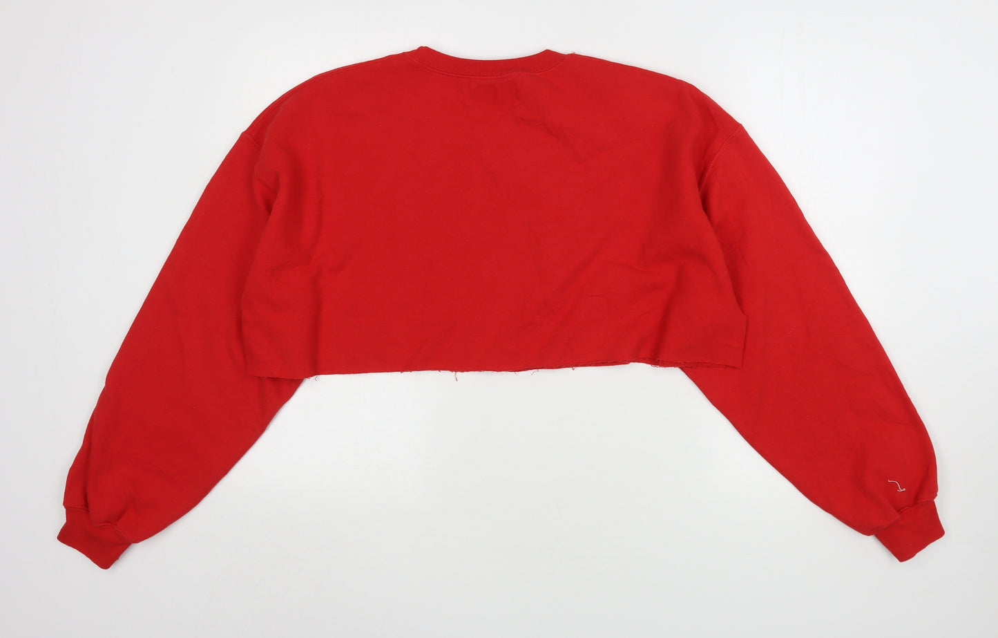 PRETTYLITTLETHING Womens Red  Cotton Pullover Sweatshirt Size L   - Cropped