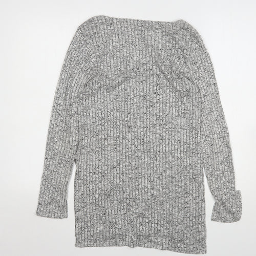 H&M Womens Grey V-Neck  Viscose Pullover Jumper Size S