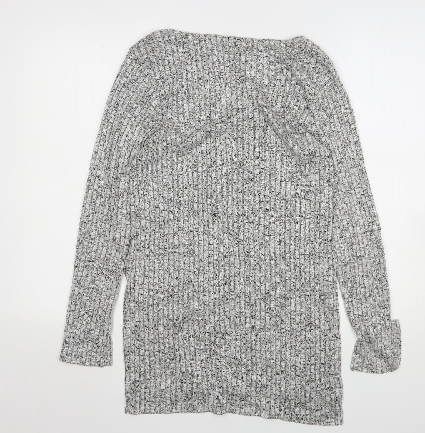 H&M Womens Grey V-Neck  Viscose Pullover Jumper Size S