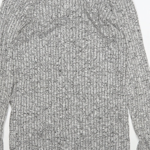 H&M Womens Grey V-Neck  Viscose Pullover Jumper Size S