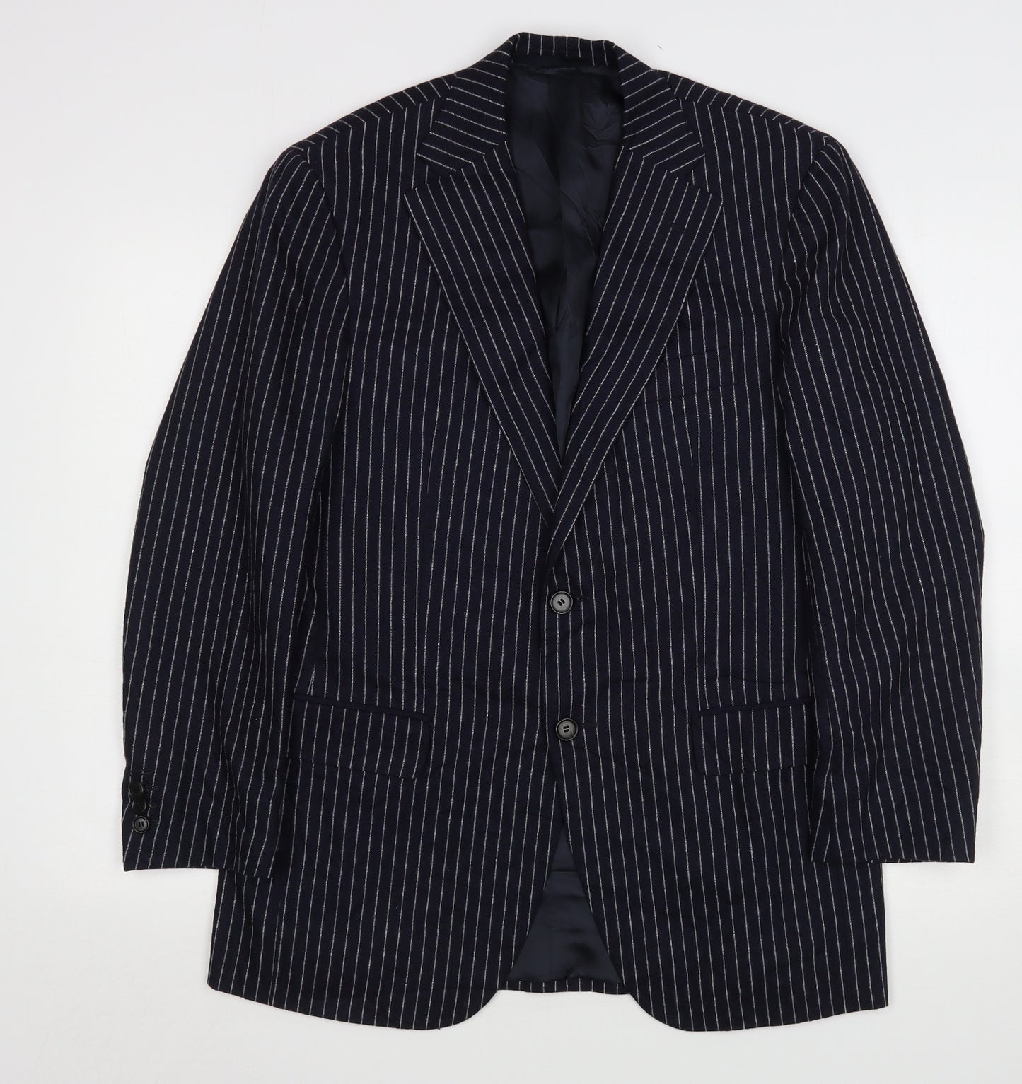 VIP Mens Grey Striped Wool Jacket Suit Jacket Size 42