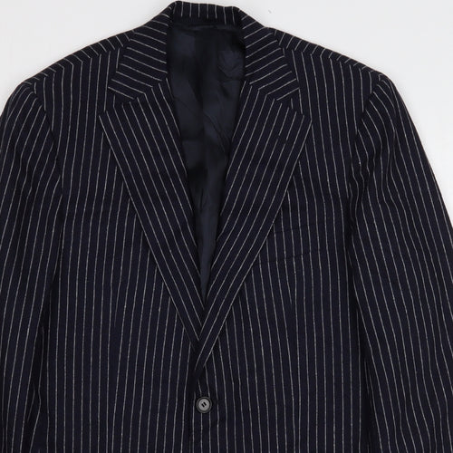 VIP Mens Grey Striped Wool Jacket Suit Jacket Size 42