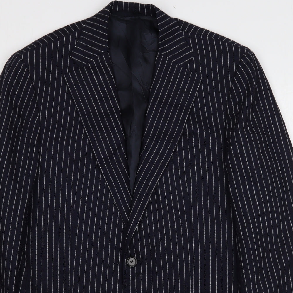 VIP Mens Grey Striped Wool Jacket Suit Jacket Size 42