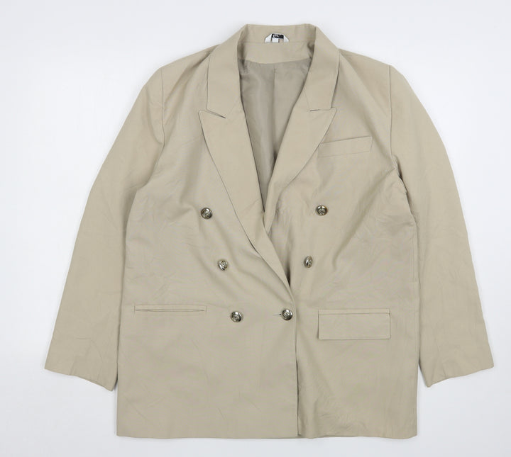 Klass Womens Beige Polyester Jacket Suit Jacket Size 14