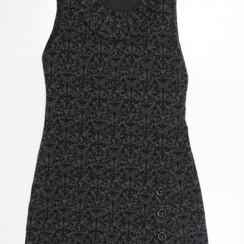 Select Womens Grey Floral Polyester Bodycon  Size 10  Roll Neck Pullover