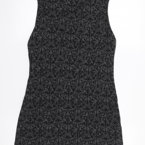 Select Womens Grey Floral Polyester Bodycon  Size 10  Roll Neck Pullover