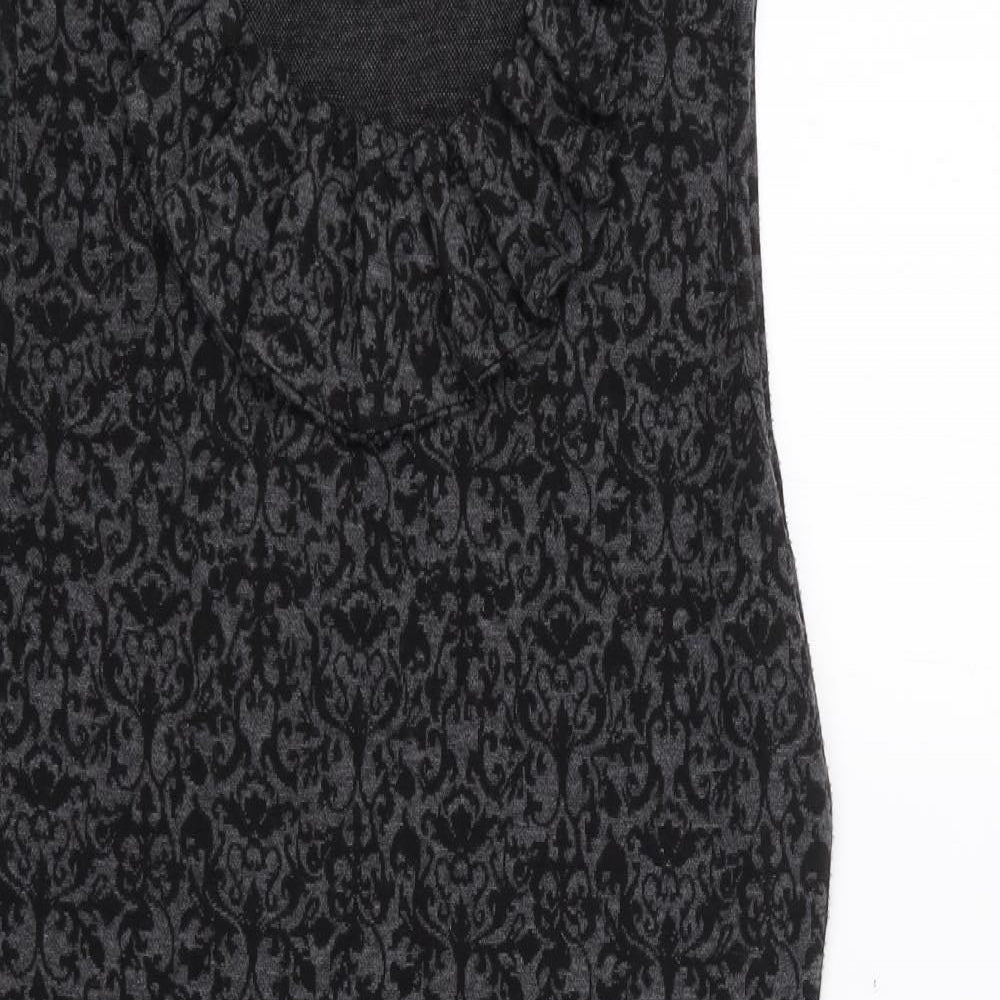 Select Womens Grey Floral Polyester Bodycon  Size 10  Roll Neck Pullover