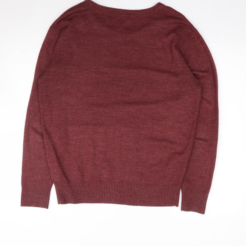 TG Mens Red Crew Neck  Acrylic Pullover Jumper Size M