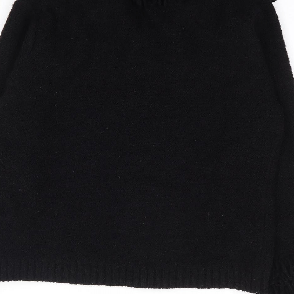 //text Womens Black Round Neck  Acrylic Cardigan Jumper Size L